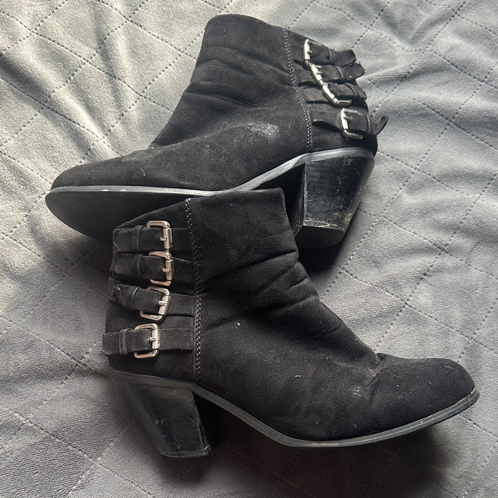 Cato Black Ankle Boots with Buckle Detail - Picture 1 of 7